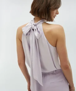 YANIEK loose fit top in satijn look - lilac
