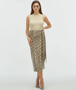 YESIME slim fit top met glitter - light gold